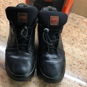 Boss Men's Black Leather Lace-Up Boots